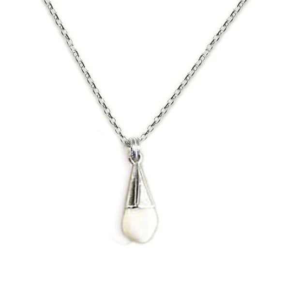 collar perla venado lagrima en plata