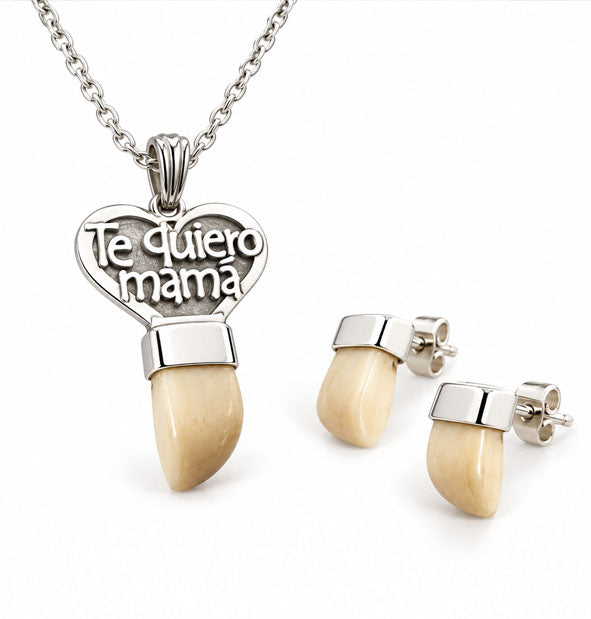Conjunto «Te quiero mamá» con perla de venado en plata 925 | Joyas de Caza