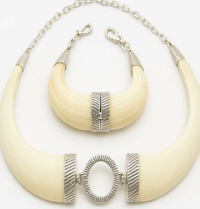 conjunto-de-collar-y-pulsera-jabali-tallado-africa-en-plata-foto-4