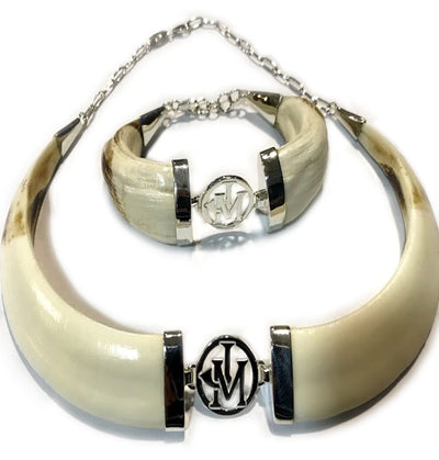 conjunto de collar y pulsera jabalí personalizado con plata
