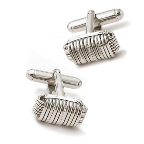Par de gemelos nudo africano artesanales en plata 925, dimensiones 16x9 mm | Joyas de Caza
