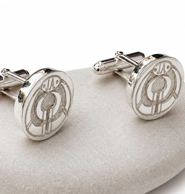 Gemelos Tablilla de Jabalí Personalizados en Plata de Ley fabricados en madrid letras JA