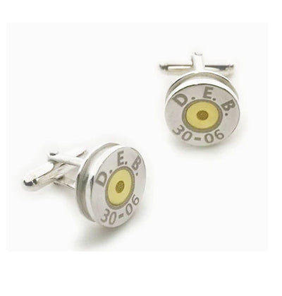 gemelos casquillo bala personalizado en plata y oro amarillo 18 kilates foto 4
