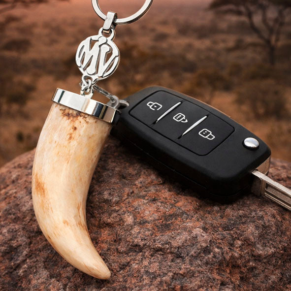 Personalized Warthog Tusk Keychain with Sterling Silver 925