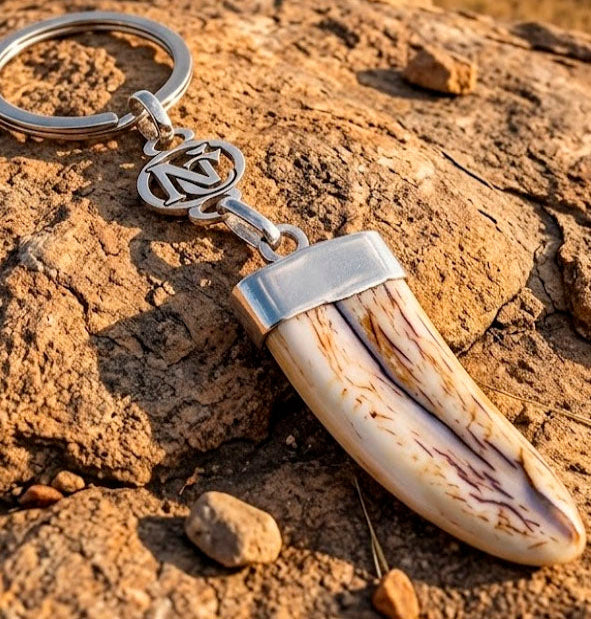 Personalized Warthog Tusk Keychain with Sterling Silver 925
