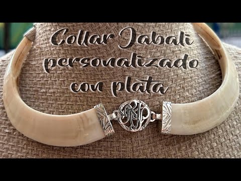 collar jabali natural con letras enlazadas centrales en plata video youtube 2