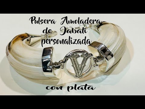 Personalized wild boar molar bracelet with silver