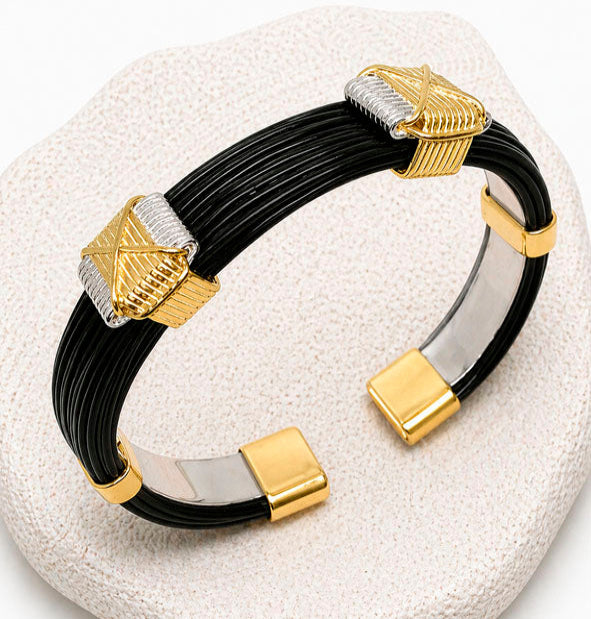 Bracelet with 2 African knots in Gold and Silver with Buffalo hair