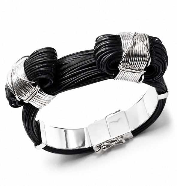 Pulsera 2 Nudos Corredizos Gruesa de Pelo de Búfalo con Plata de Ley 925 | JOYAS DE CAZA