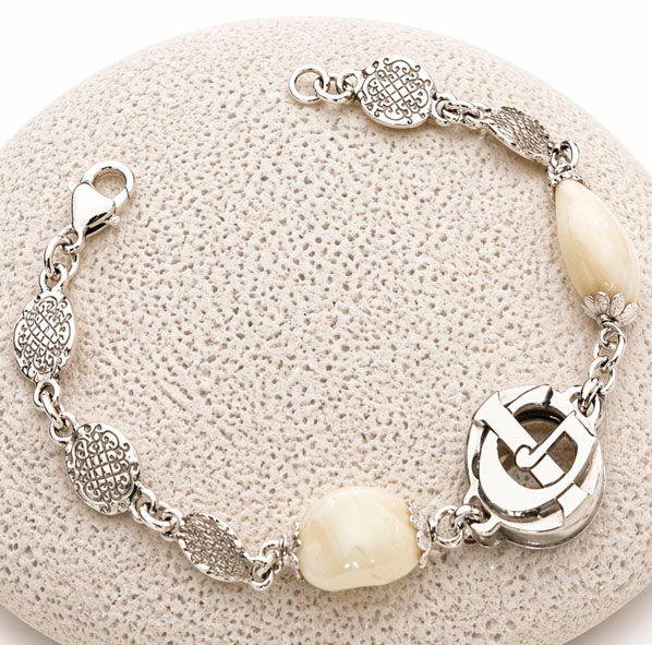 bracelet 2 personalized deer pearls with silver