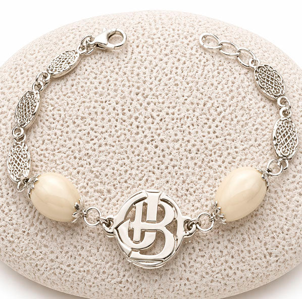 bracelet 2 personalized deer pearls with silver