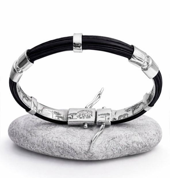 Pulsera Media Caña Pelo de Búfalo y Plata 925  Cierre Doble Seguridad 7 mm  Joyas de Caza