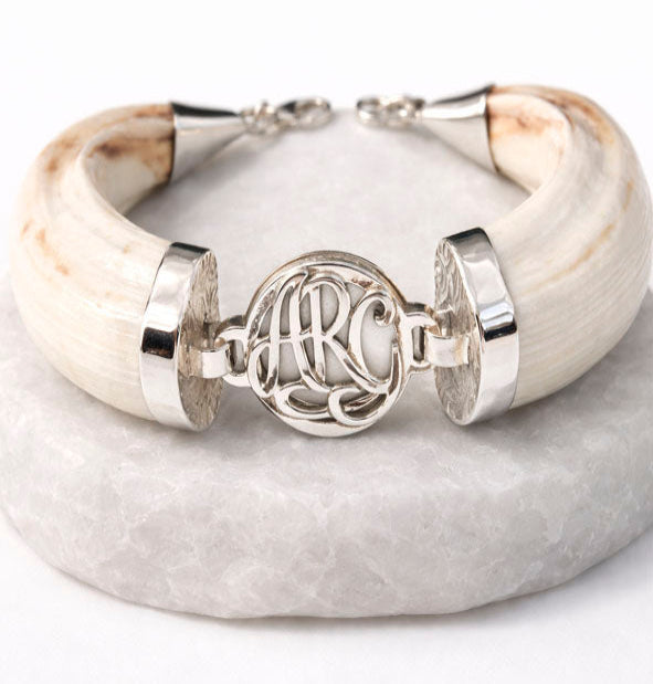Personalized wild boar molar bracelet with silver
