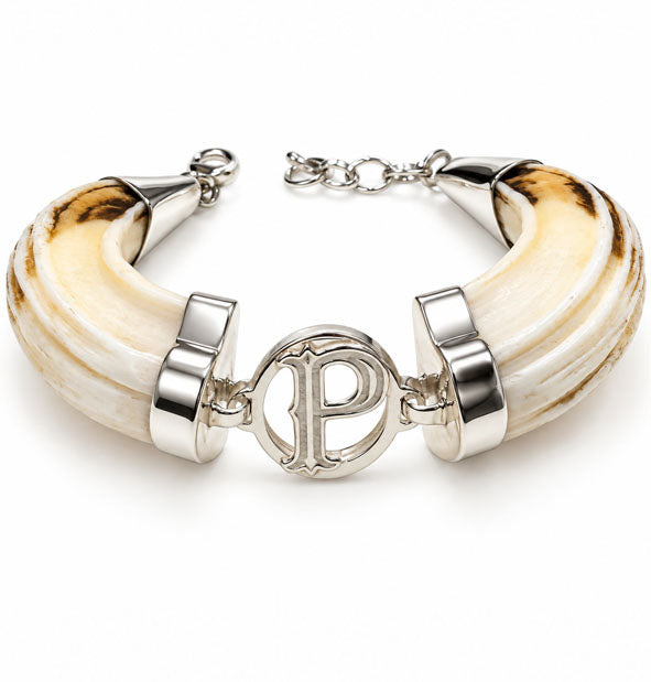 Pulsera Amoladera de Jabalí Personalizada con Plata de Ley letra V