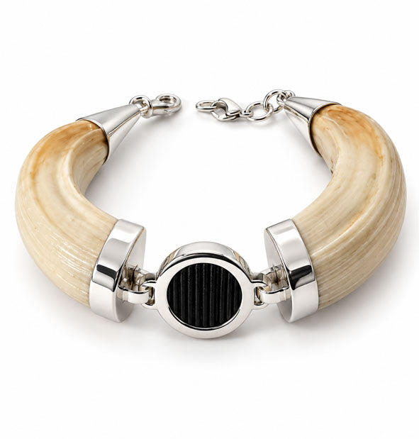 Pulsera Amoladeras de Jabalí con Moneda Pelo de Búfalo Plata 925 