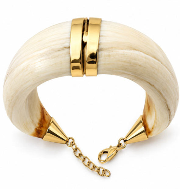 Pulsera de amoladeras de jabalí con unión en oro de 18 quilates 
