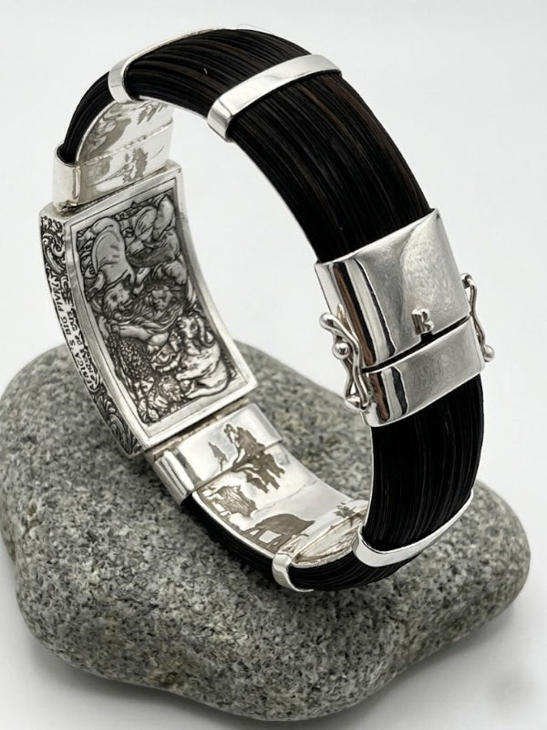 pulsera-ancha-big-five-africa-en-pelo-de-bufalo-y-plata-5