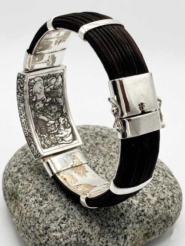 pulsera-ancha-big-five-africa-en-pelo-de-bufalo-y-plata-8