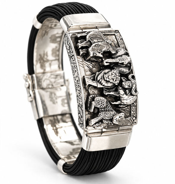 Pulsera Ancha Big Five | Pelo de Búfalo Africano y Plata de Ley 925 