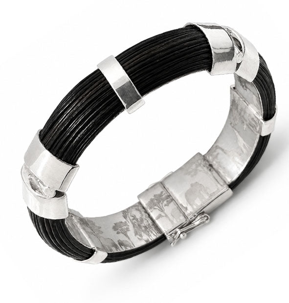 Pulsera Pelo Búfalo Ancha Media Caña 14mm con Plata de Ley 925