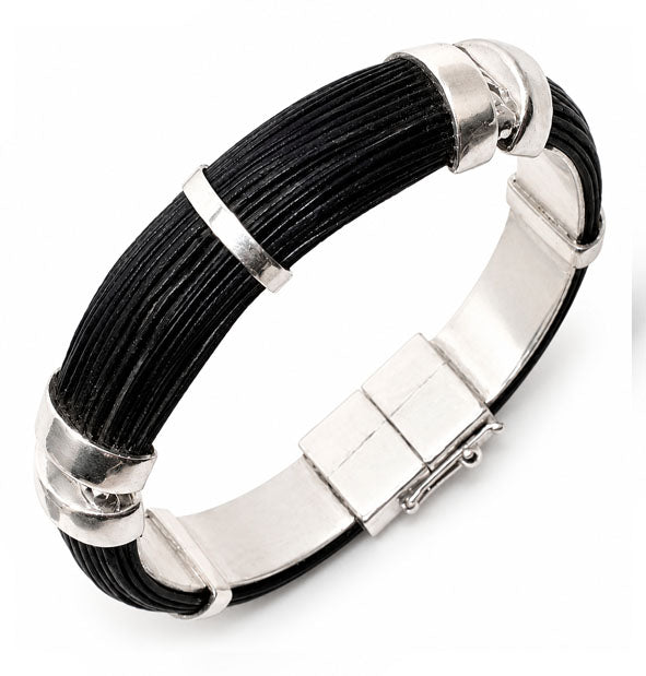 Pulsera Pelo Búfalo Ancha Media Caña 14mm con Plata de Ley 925