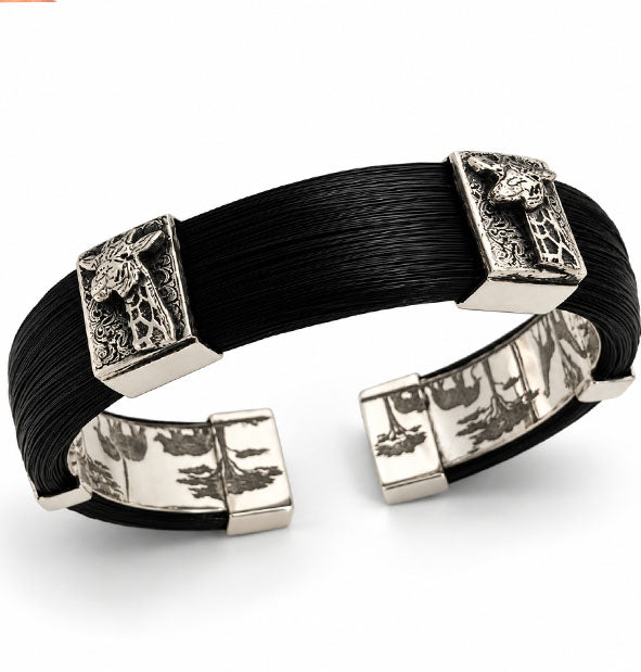 Pulsera Pelo Jirafa Ancha Recta 17mm con Cabezas de Jirafa