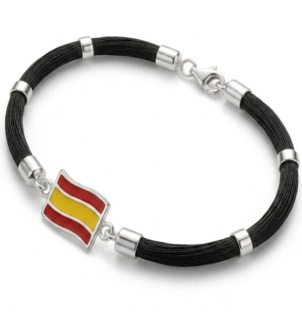 Pulsera Bandera España Esmaltada con Pelo de Jirafa en Plata 925