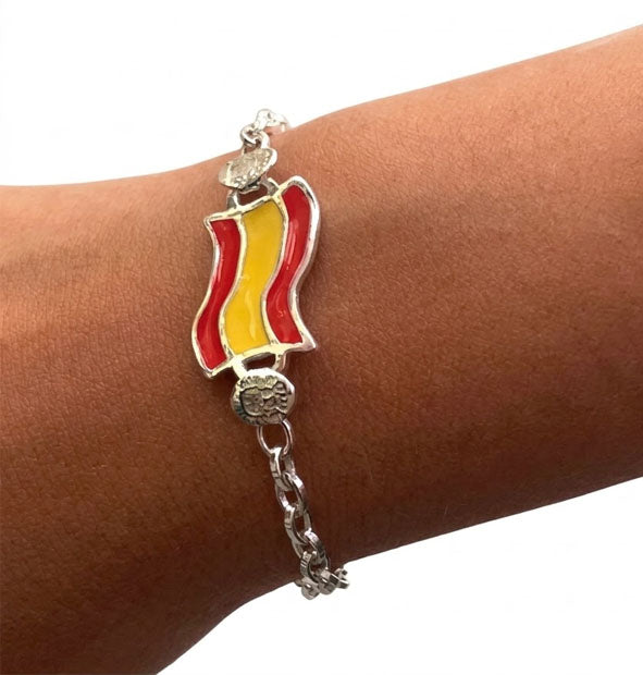 Pulsera Cadena Bandera de España Esmaltada en Plata 925