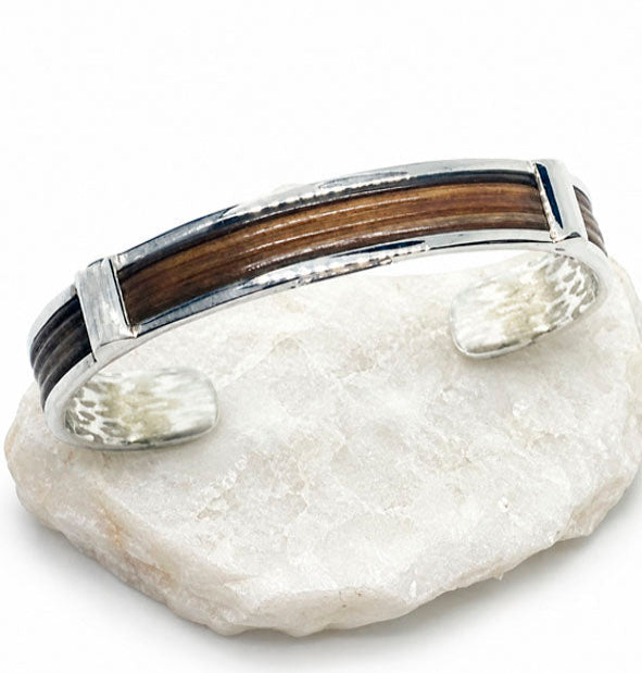 Albino Buffalo Hair Rail Bracelet with Sterling Silver 7mm