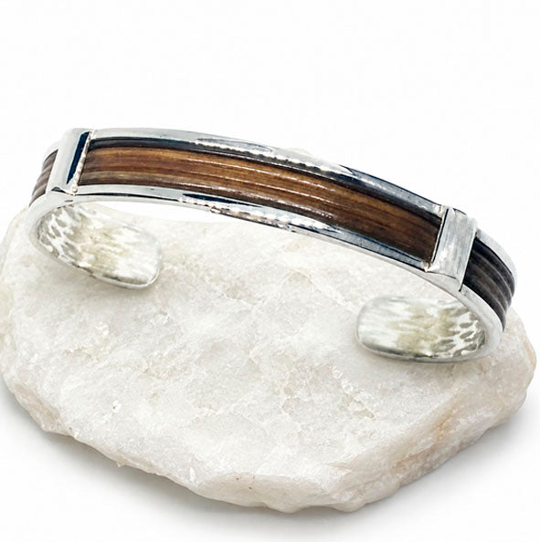 Albino Buffalo Hair Rail Bracelet with Sterling Silver 7mm