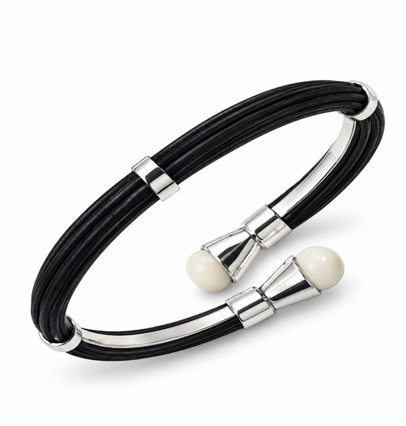 Pulsera Cruzada de Perla de Venado con Plata y Pelo de Búfalo Africano: Naturaleza y Elegancia en una Joya Únic