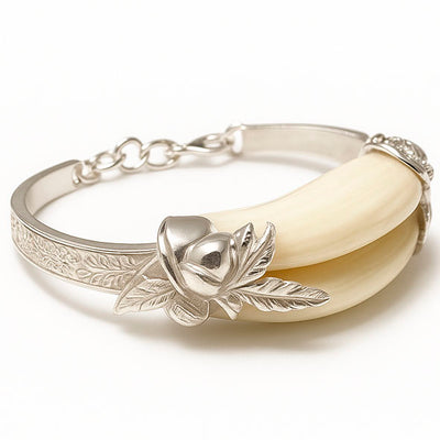 pulsera-doble-colmillos-jabali-hojas-bellota-con-plata-5