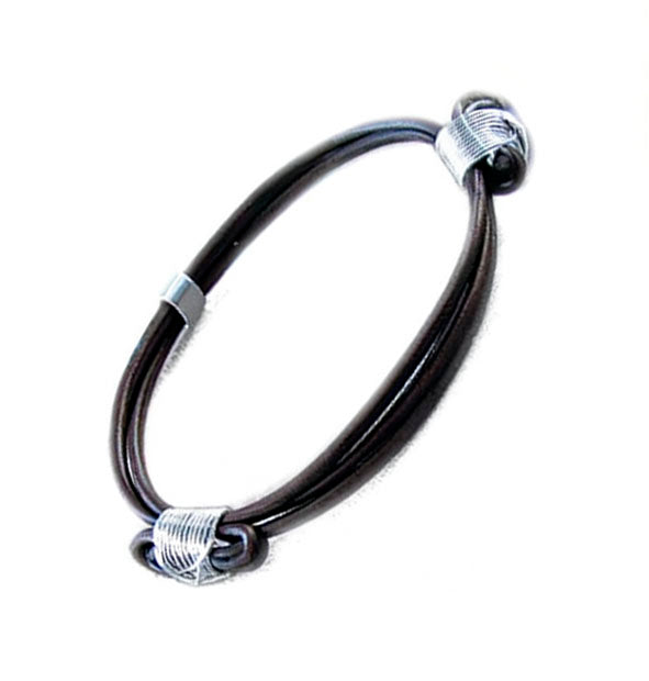 pulsera dos nudos corredizos pelo bufalo con plata