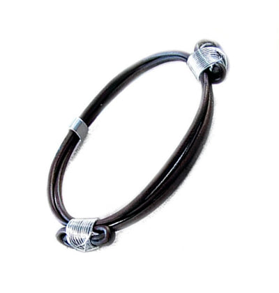pulsera dos nudos corredizos pelo bufalo con plata