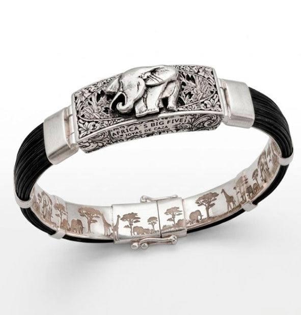 Pulsera Elefante en Sabana Modelo Almendrado | Pelo de Búfalo y Plata de Ley 925