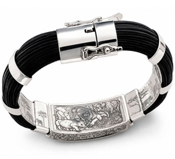 Pulsera Elefante en la Sabana con Pelo de Búfalo Africano y Plata de Ley vista del cierre