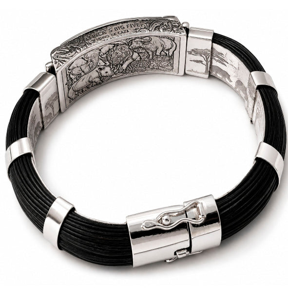 Pulsera Elefante en la Sabana con Pelo de Búfalo Africano y Plata de Ley vista interno