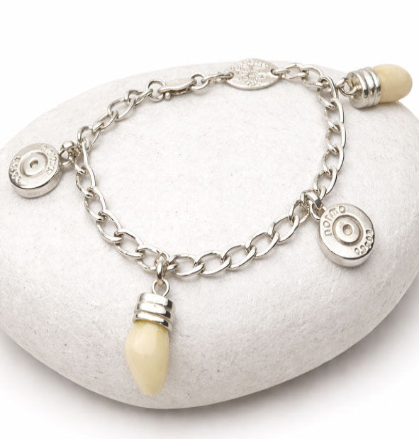 Sterling Silver Link Bracelet with Deer Pearl and Bullet Casing | Women