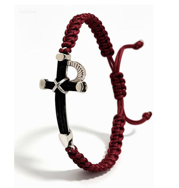 pulsera estoque taurino con pelo de bufalo y plata de ley atado con trenza algodon 