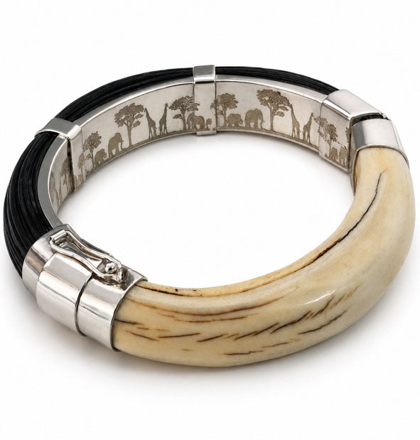 Pulsera Rígida de Hueso y Pelo de Búfalo con Plata de Ley 925 | JOYAS DE CAZA