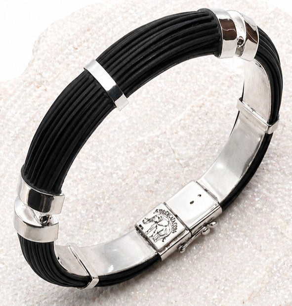 Half-Round Buffalo Hair Bracelet with Hinge and Sterling Silver Clasp