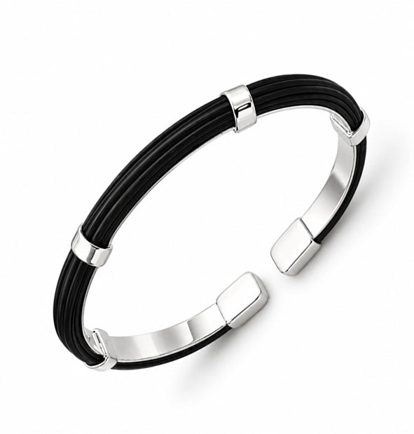 Pulsera Media Caña Pelo de Búfalo y Plata 925 | 7 mm vista frontal
