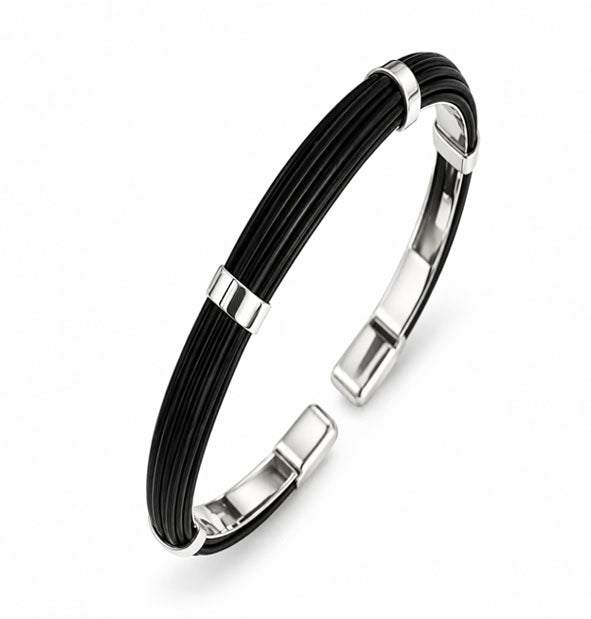 Pulsera Media Caña Pelo de Búfalo y Plata 925 | 7 mm detalle de la forma media caña