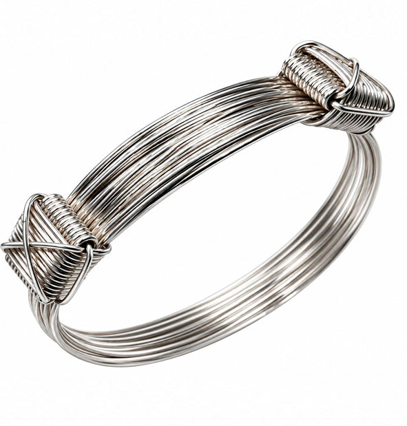 Pulsera Nudos Corredizos 12 Hilos de Plata de Ley vista lateral