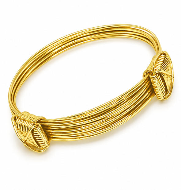 Pulsera 12 Hilos Nudos Corredizos en Oro 18K  11  mm Joyas de Caza vista de los nudos