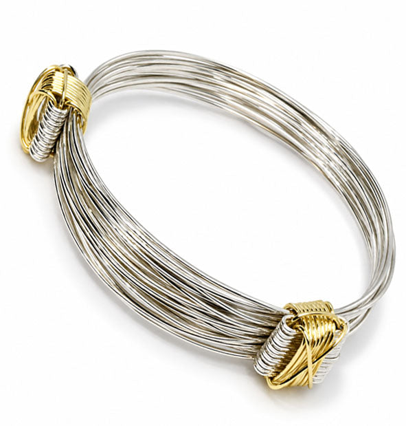 Pulsera Nudos Corredizos 12 Hilos Plata 925 y Oro 18K 12 mm Joyas de Caza