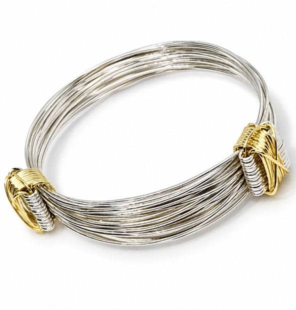Pulsera Nudos Corredizos 12 Hilos Plata 925 y Oro 18K 12 mm Joyas de Caza vista lateral