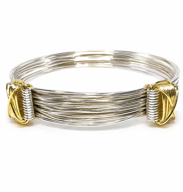 Pulsera Nudos Corredizos 12 Hilos Plata 925 y Oro 18K 12 mm Joyas de Caza vista frontal