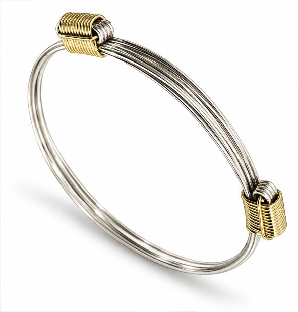 Pulsera 3 Hilos Nudos Corredizos Plata 925 con Atado en Oro 18K  3 mm vista lateral