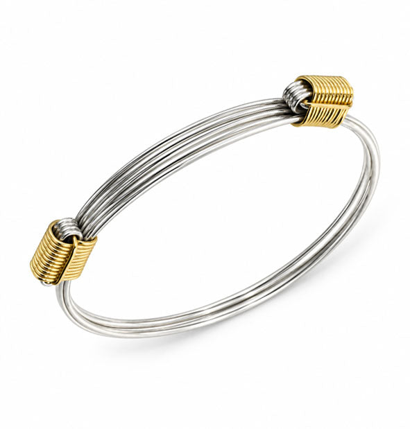 Pulsera 3 Hilos Nudos Corredizos Plata 925 con Atado en Oro 18K  3 mm vista lateral detalle del nudo